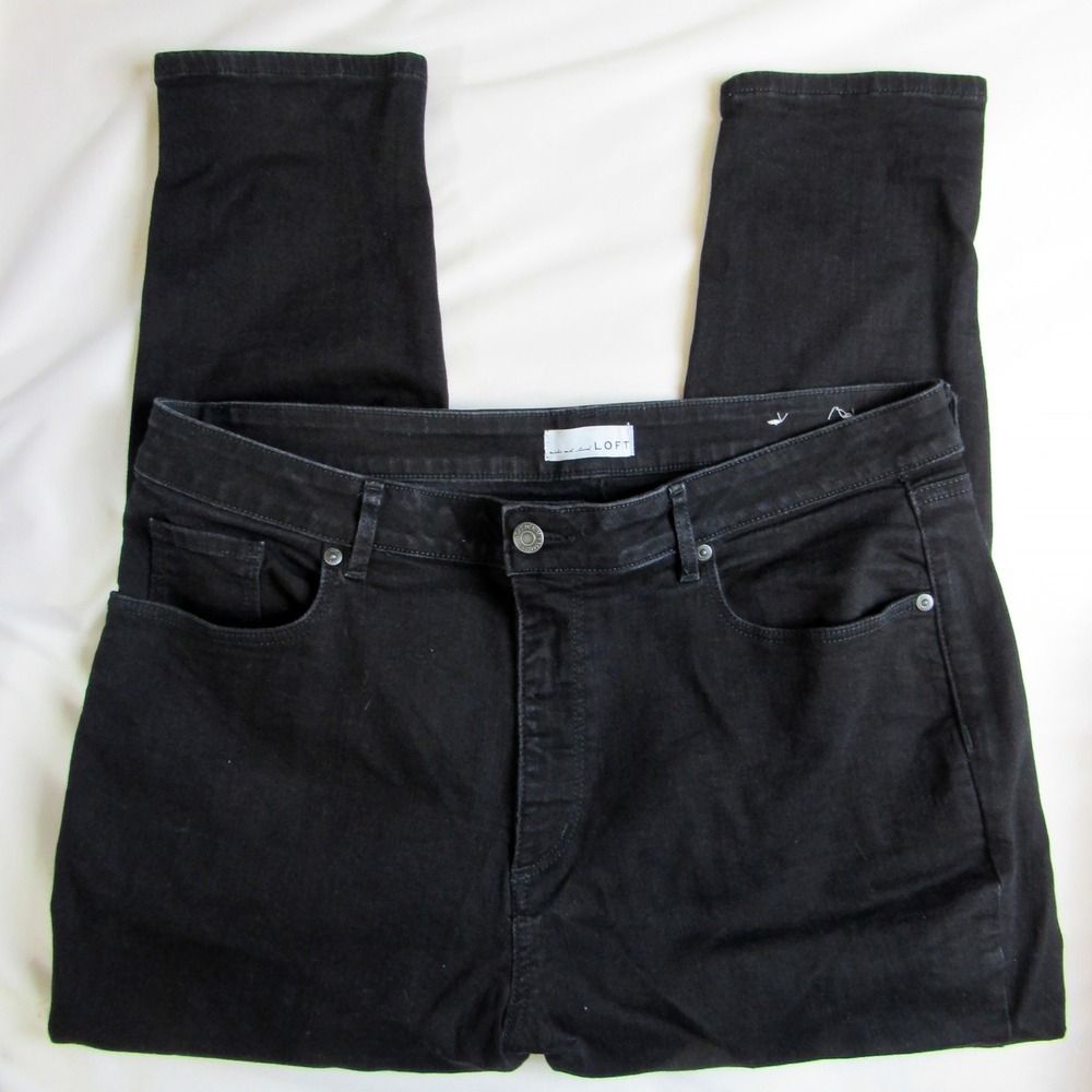 Loft The Curvy Skinny Black Denim Jeans Women's Size P 33/16